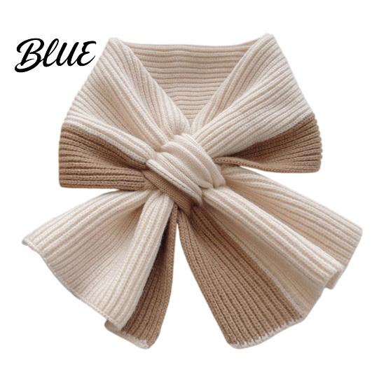 Fashionable Color Block Neck Gaiter Knitted Warmer Scarf for Women Winter Cold Weather Windproof Gaiter Convenient Buckle Contrast Shawl Collar,
