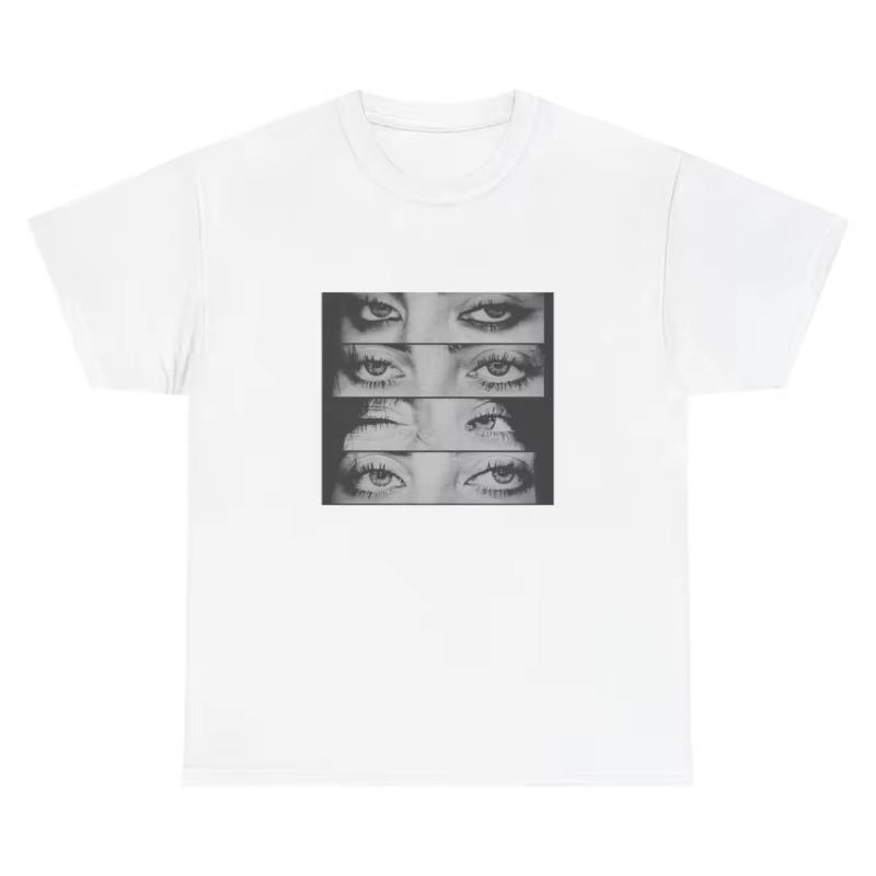 2026 Zomer Unisex Grunge Filmstrip Billie Eilish T-shirt Katoen Ronde Hals Korte Mouw Esthetisch Donkere Muziek Grafisch Casual Top