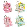 Ladies Wristlet Wallet Floral Print Wallet Beaded Wristlet Keychain with Tassel Coin Wallet Card Holder for Street Daily Outings
