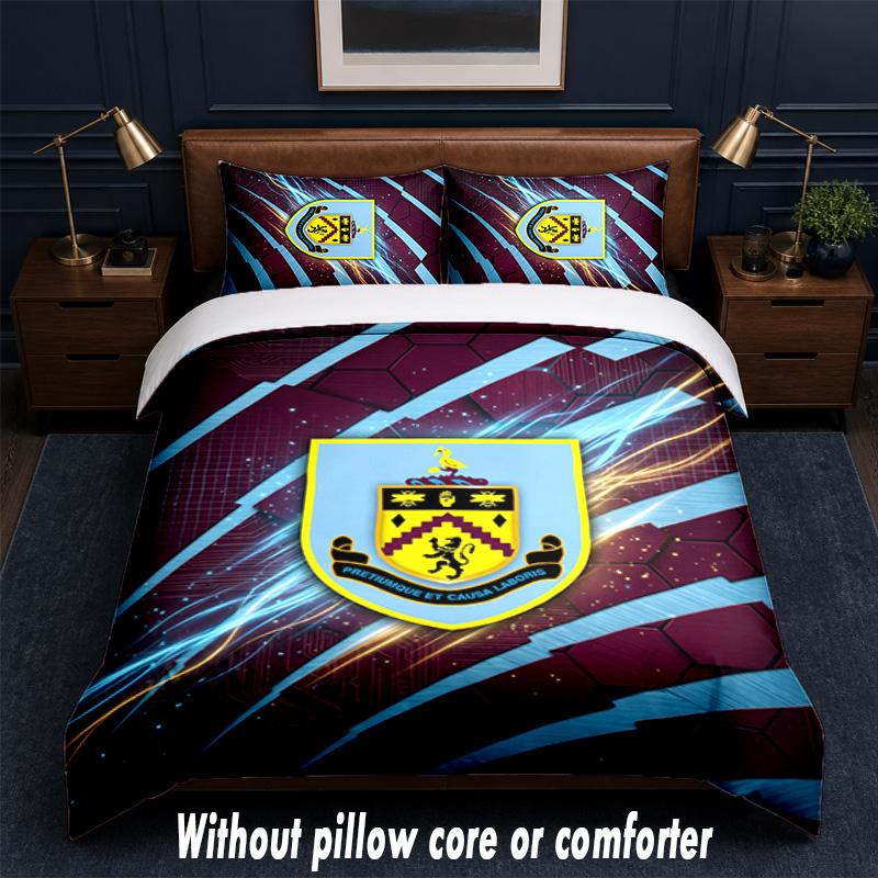 Burnley Football Design Bed Bedding Set 1 Duvet Cover + 2 Pillowcases Soft Breathable Household Bed Linens