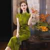 Green national style new Chinese Suzhou long cheongsam improved young 1011 new women's high-end dress summer