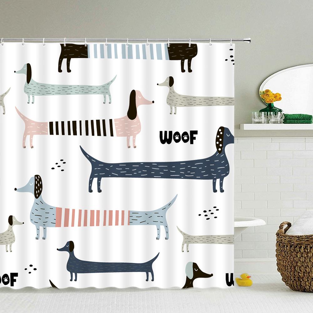 Funny Animal Print Shower Curtain Cute Cartoon Animal Bath Curtain For Bathroom Bathtub Bathing Cover Shower Curtains Home Decor