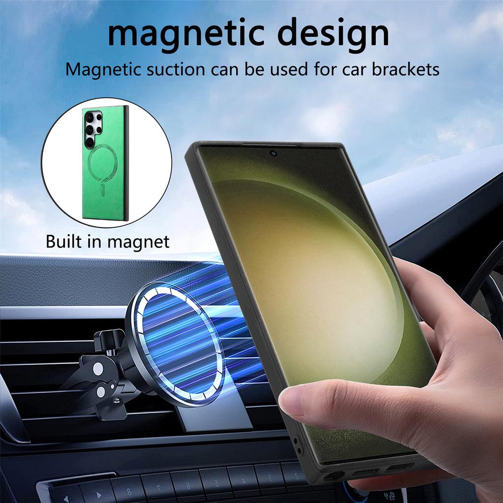 Für Samsung Galaxy S23 Ultra Leder-Rückseite Kompatibel mit MagSafe Hautgefühl Handyhülle