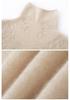 Lekasha 100% Pure Cashmere Rolled Edge High Neck Embossed Knit Top