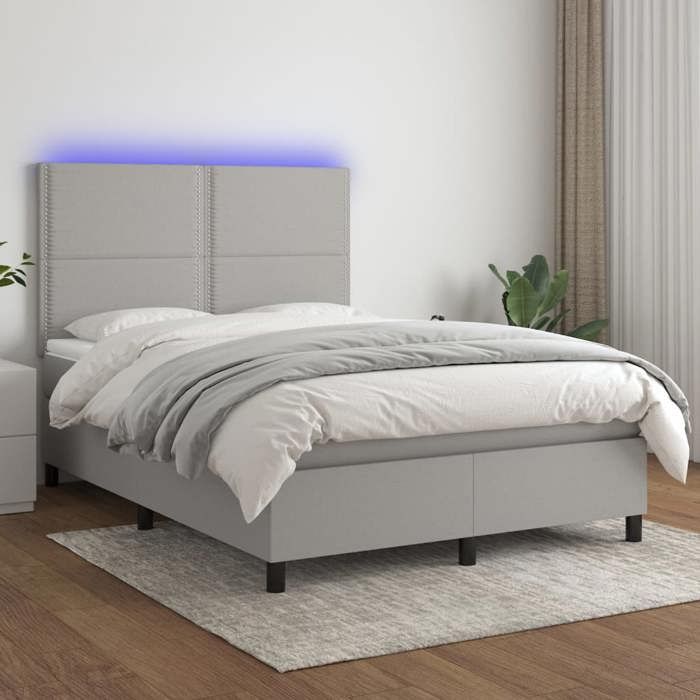 VidaXL Sommier à Lattes de Lit avec Matelas et LED, Lit Rembourré, Lit Double, Lit Adulte de Chambre à Coucher Intérieur, 3134797