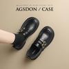 Augustine Loafers Women's Spring New Black Coarse Heel Small Leather Shoes British Spring and Autumn Commuter Shoes