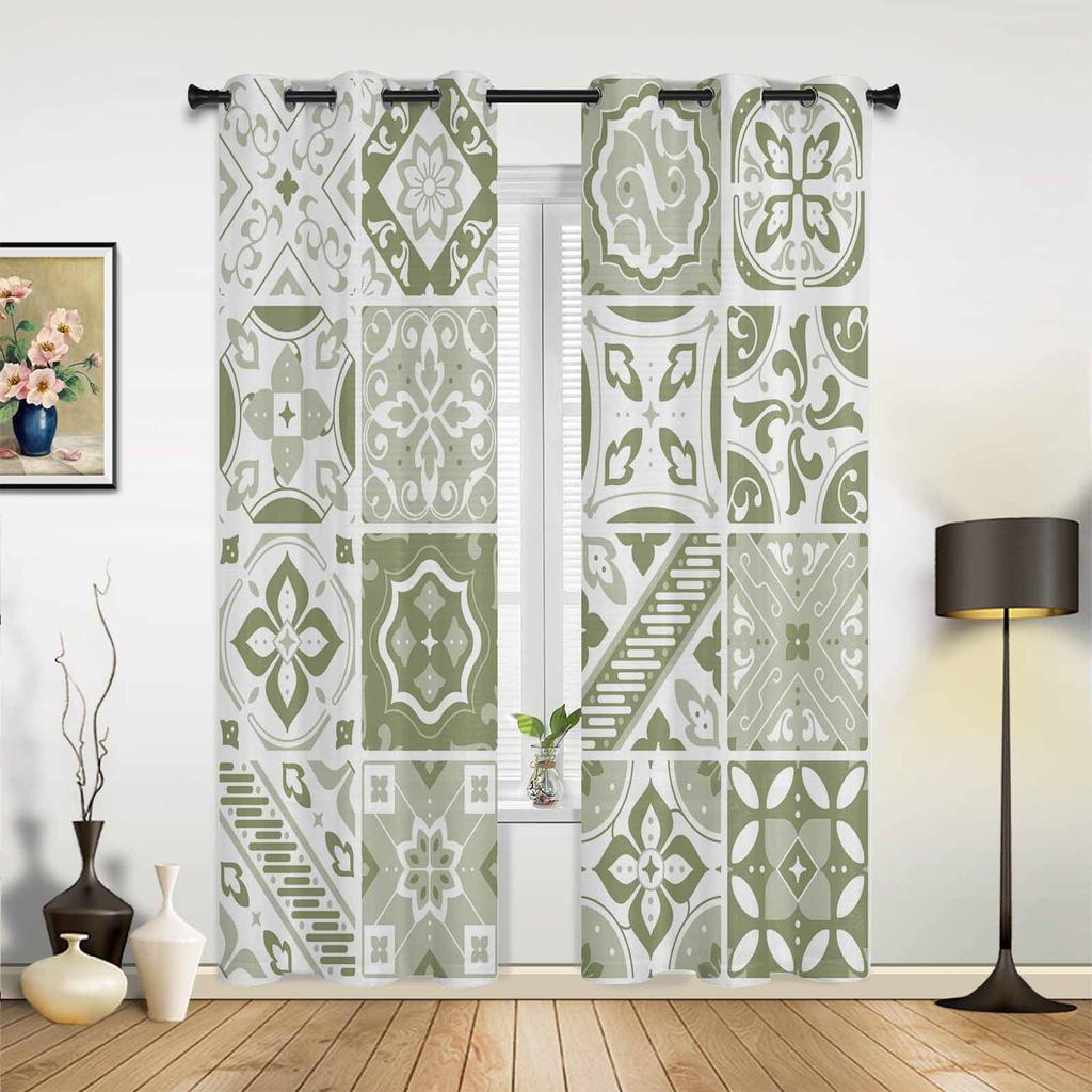 Ethnic Style Abstract Flower Curtains Bedroom Living Room Drapes Kitchen Children Window Curtain Home Decor Bohemian Polyester Washable Great Ready