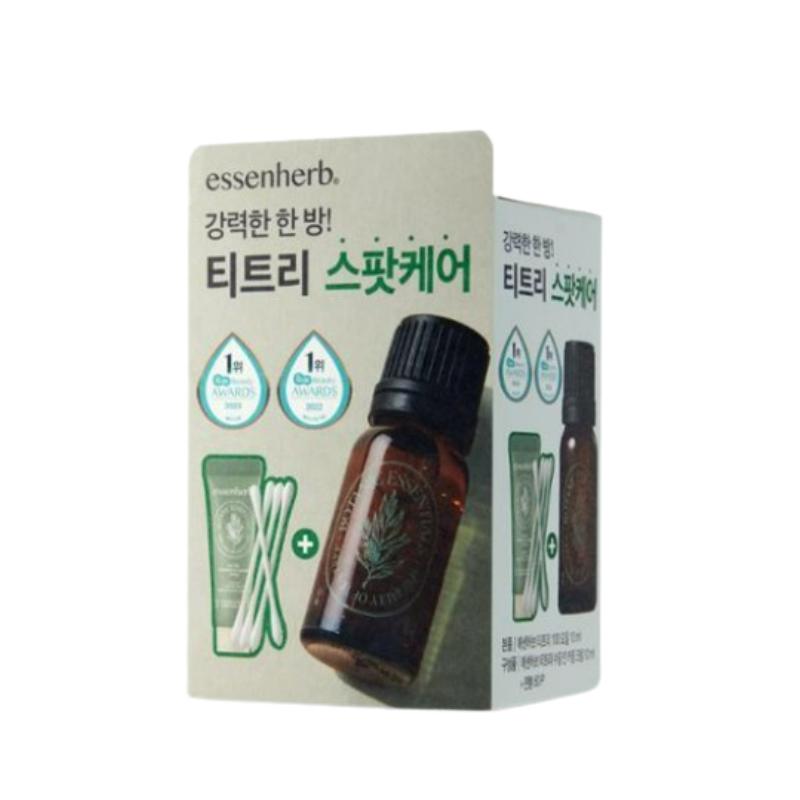 Essence Herb Tea Tree 100 Oil 10ml Set (+10ml Cream + 50P Cotton Swabs)
