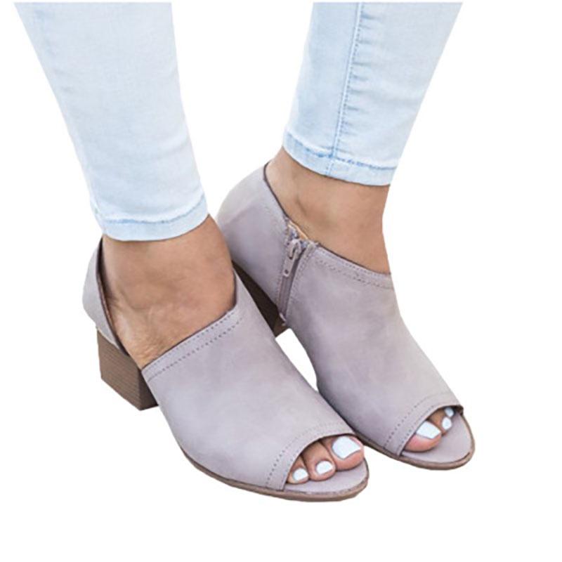 

Женская мода Весна Лето Женские сандалии Рыбий рот Вырезы Римские туфли Новые EU39 серый