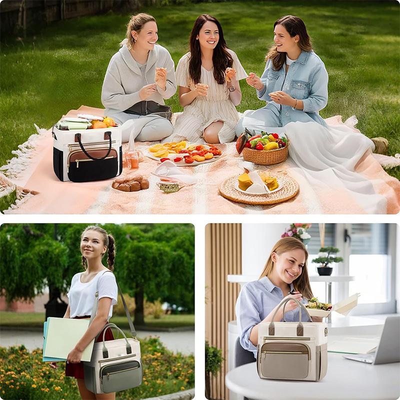 Insulated Lunch Bag Women,13L Large Leakproof Cooler Bag for Work Picnic Beach Family College,Lunch Box with Shoulder Strap Cup Holder for Adults