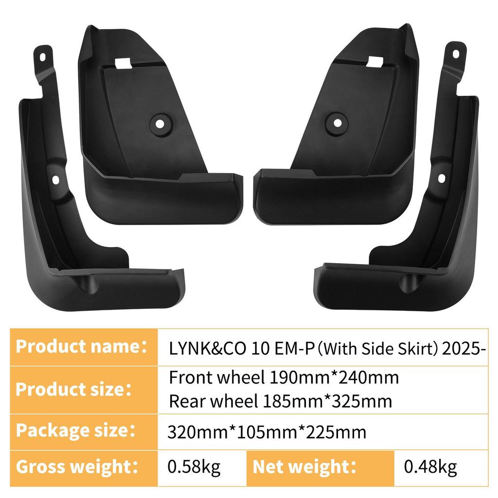 Car Mud Flaps for 2025 Geely Lynk & Co 10 EM-P with Side Skirts