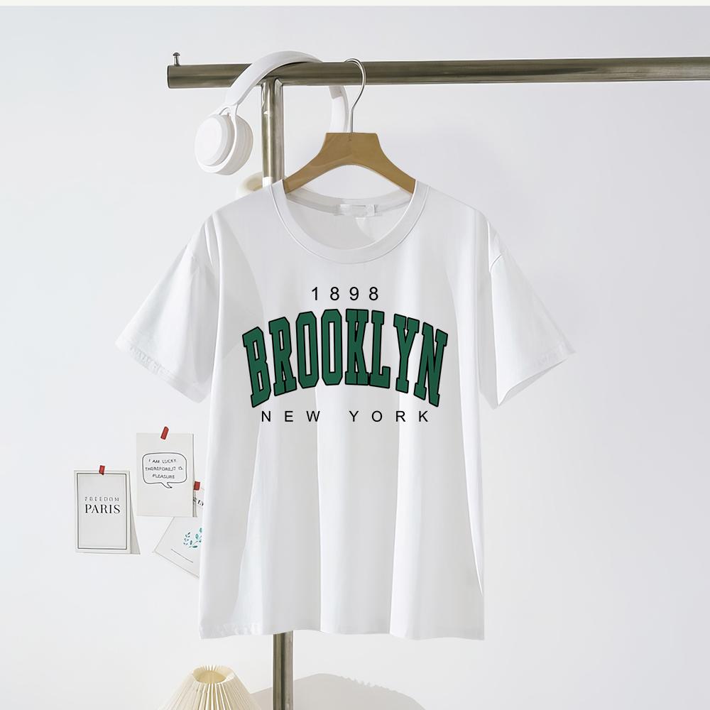 

Brooklyn Newyork 1989 Green Letter Tee Shirts Family Cotton Clothes Summer Kids Clothes Parenting Hip Hop Loose Tops S