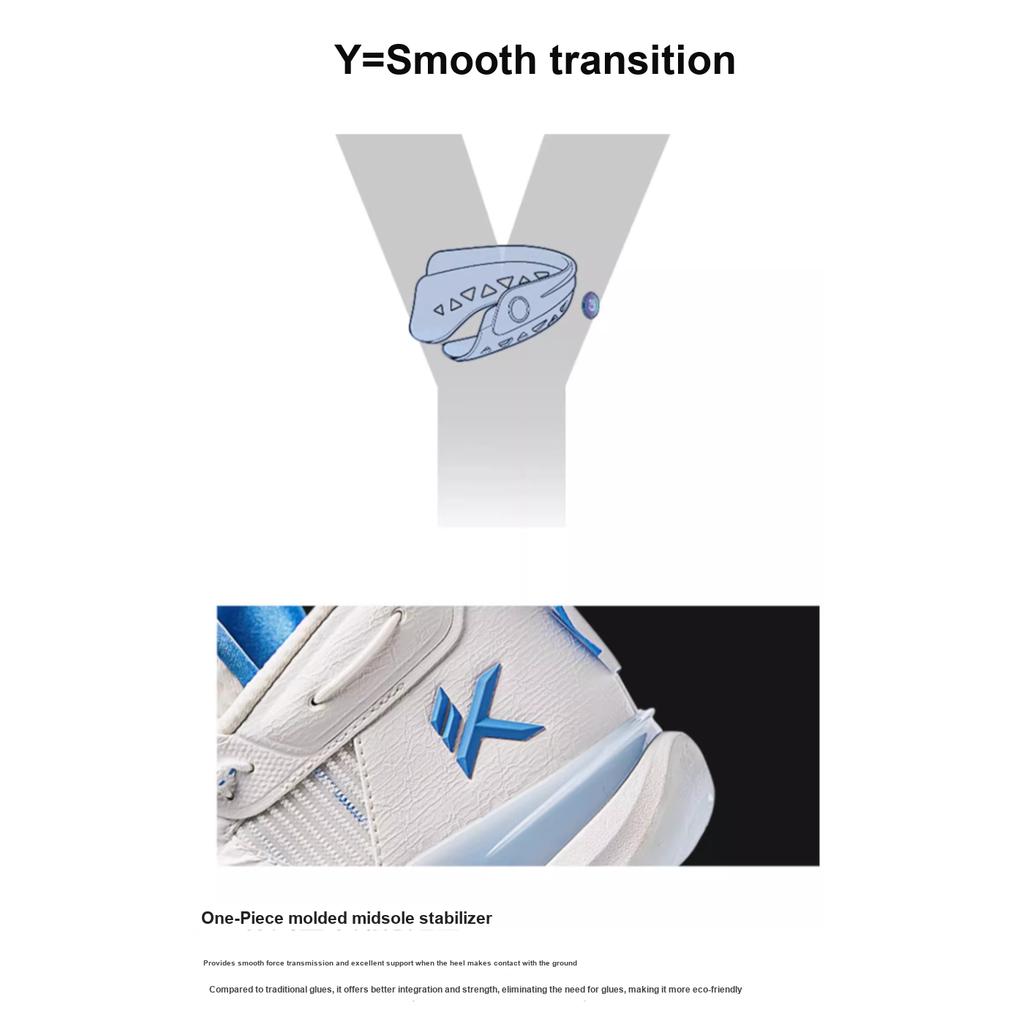 Anta Kids KT9 Shock Absorbing Wear Resistant High Top Basketball Shoes Kids Basketball Shoes White Blue 312421130-2
