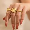 Accessories niche trend design sense geometric curved ring joint ring exaggerated opening set ring