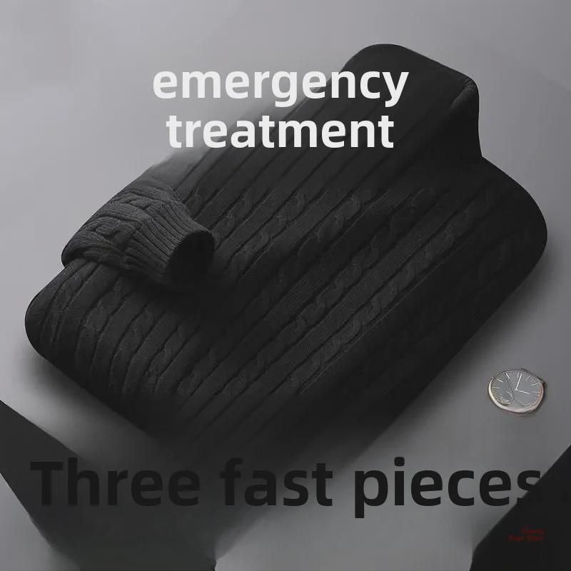 Pulover bărbătesc cu guler înalt din catifea 100% bumbac - Călduros, gros, stil de înaltă calitate 2023