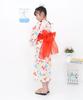 Bee Yukata Set for Easy to Wear for Fireworks White with Colorful Ribbons 3-Piece Girls, Summer, Striped, Checkered, Goldfish, Shirring, Festivals,