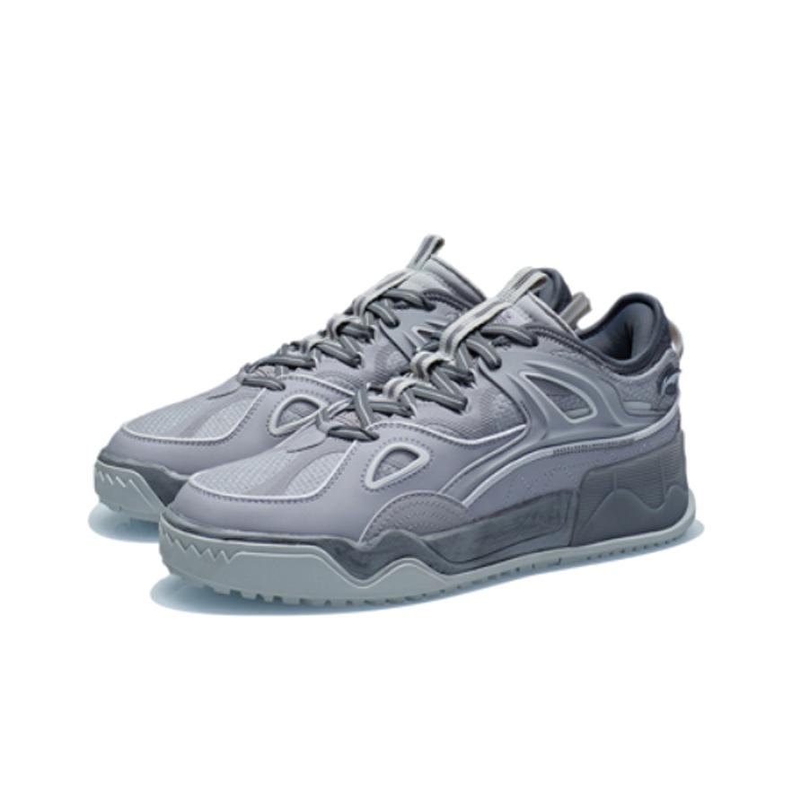 Li Ning CF Hafif Dayanıklı Düşük Bilekli Kaykay Ayakkabıları Erkek Spor Ayakkabıları Kaya Grisi AGCR289-3