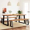 3 Piece Dining Set with Live Edge Solid Acacia Wood