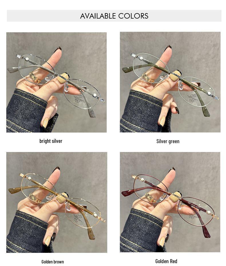 Women's Super Light Oval Frame Gold Glasses for Myopia, Prescription-Ready, Ideal for Small Faces.