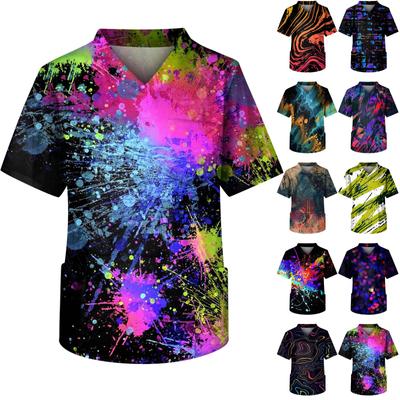 Ανδρική Μπλούζα Φροντιστή Μπλουζάκι με κοντό μανίκι, λαιμόκοψη V, τύπωμα, τσέπη στήθους