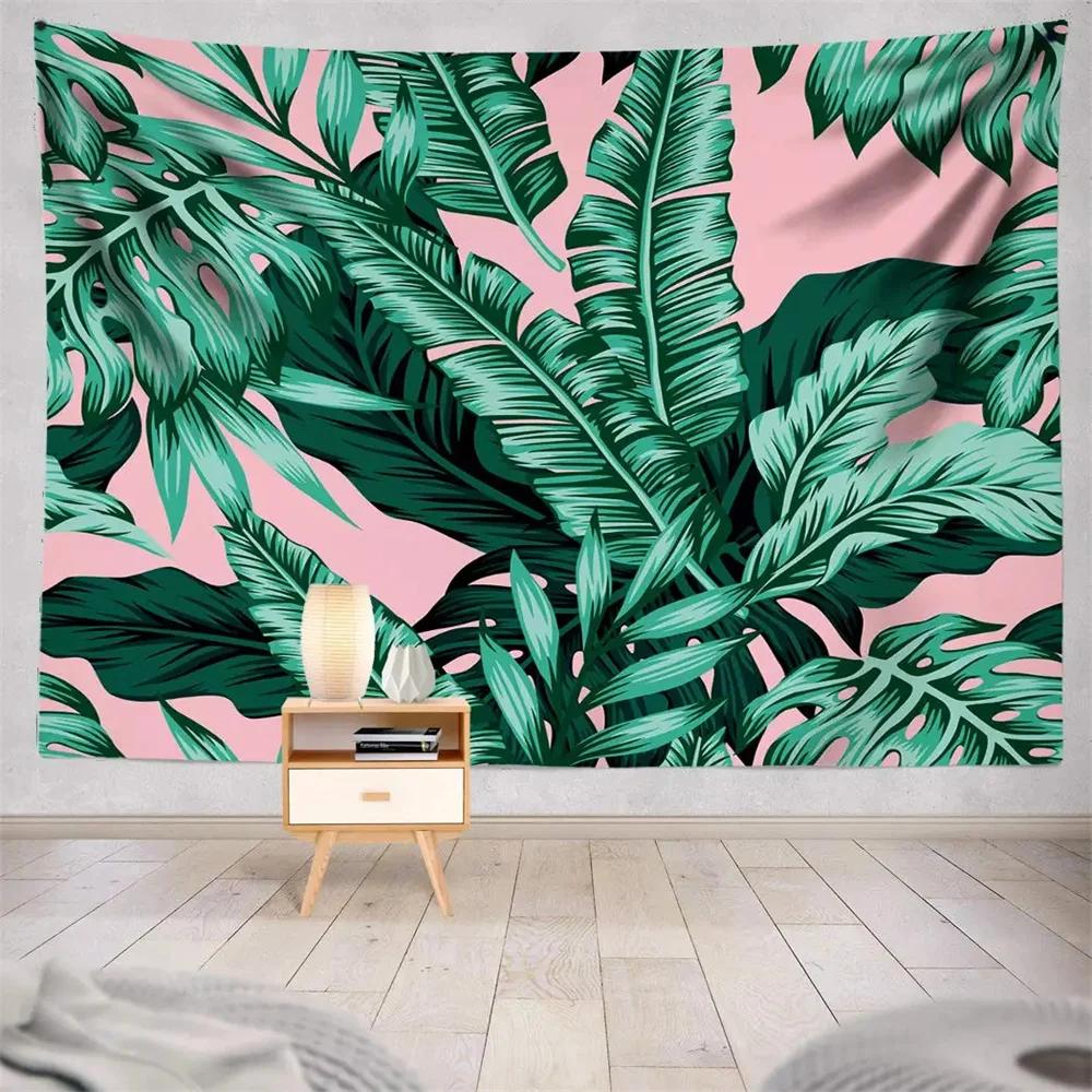 Tropical Palm Leaf Tapestry Botanical Leaves Wall Hanging Blanket for Living Room Bedroom Dorm Home Decor Nature Theme Tapestry