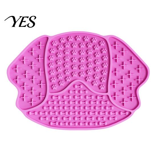 Anti-choke Pet Feeding Mat Slow Food with Strong Suction Cup, Puppy Head Design Grade Silicone Mat, Dog Eating Bowl Accessory for Prevent Choking