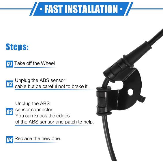 ABS Wheel Speed Sensor Compatible for Hyundai Tucson 2010-2015 2.0L 2.4L 2WD, Custom Plastic Black Rear Right Passenger Side No.95681-2S300