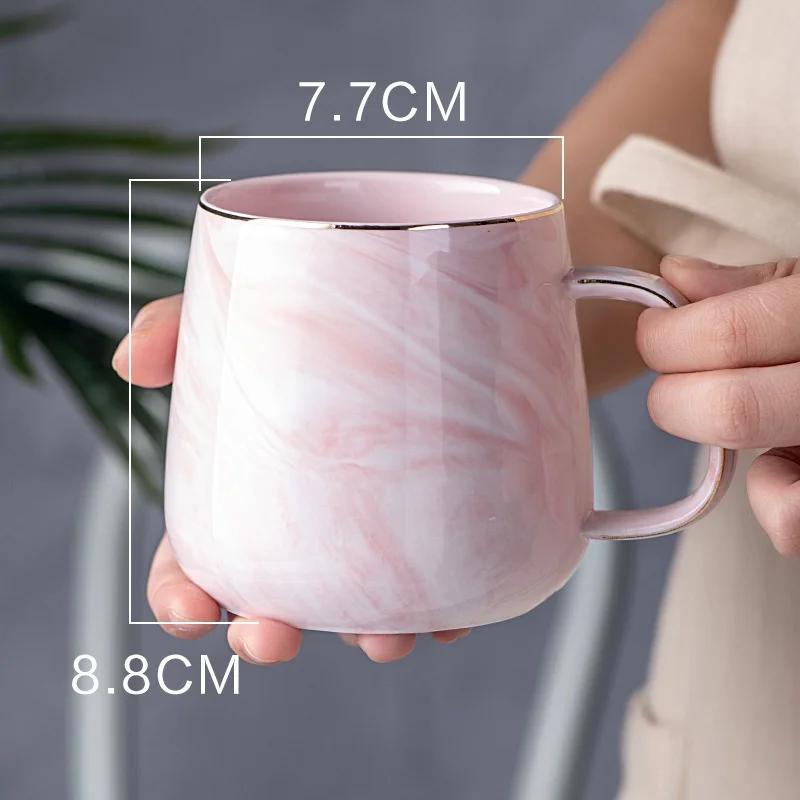 400ML Creative Ceramic Cups Marble Pink Coffee Mug Ceramic Coffee Cup Lover's Gift Porcelain Mugs For Tea Breakfast Cup For Milk