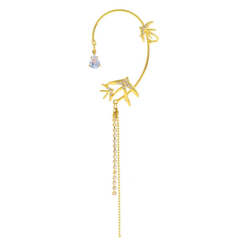 

Модная цепочка с кисточками и цирконием, зажим для ушей для женщин и девочек, блестящие непирсинговые манжеты-бабочки для ушей, вечерние украшения, аксессуары, подарки 13-Left ear