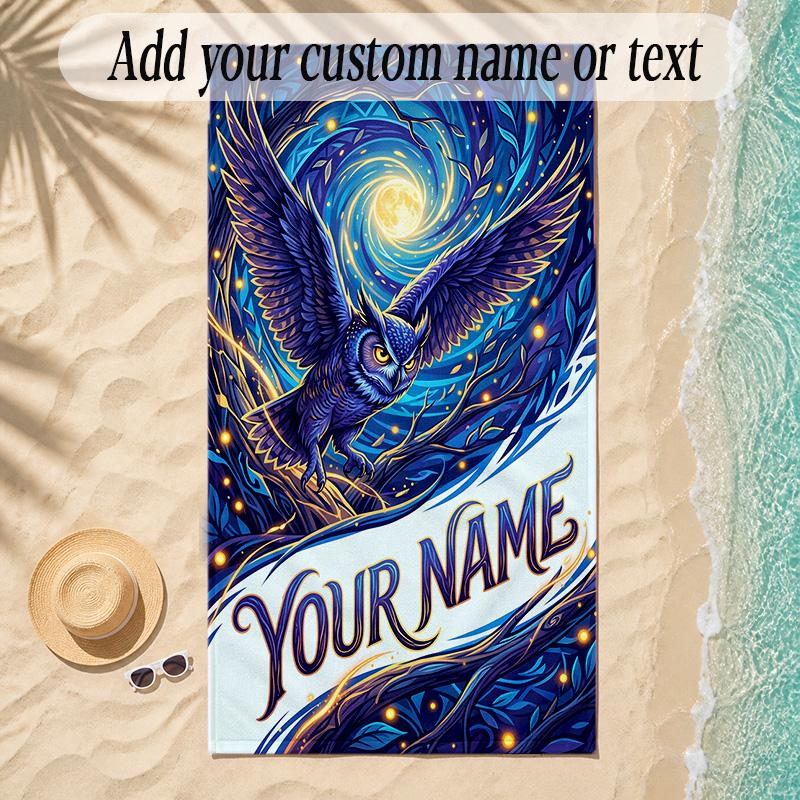 Birds Theme Soft Beach Towel Personalized Custom Name Text Towel Portable for Beach Pool Travel