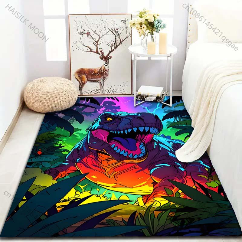 Tyrannosaurus Rex im Dschungel Drucke Kreativer Druck Teppich für Schlafzimmer Wohnzimmer Bettseite Sofa Bodenmatte Moderne Heimdekoration