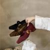 Mary Jane Schuhe eckiger Kopf Einzelschuhe Damen neu retro dicker Absatz 2025 ein Wort Leopardenmuster Samt Schnalle Frühling und Herbst Wildleder Gürtel
