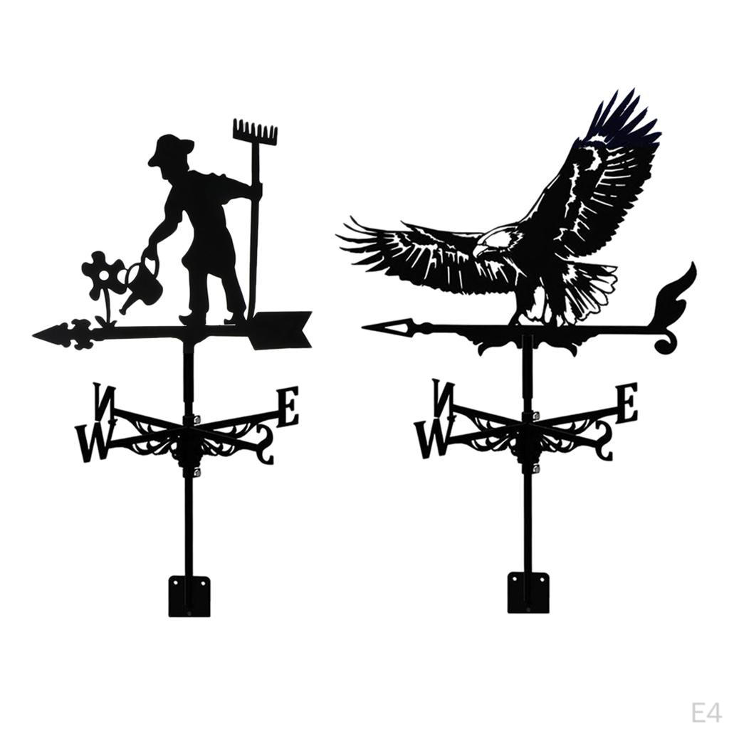 Cast Iron Weather Vane Roof Mount Wind Direction Indicator Tool Outdoor Farm Scene Garden Stake