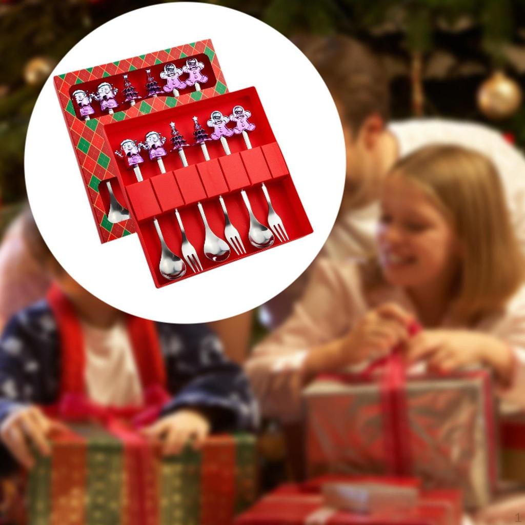 6 kusů Vánoční dezertní vidlička lžíce příborová sada nádobí Vánoce do kuchyně