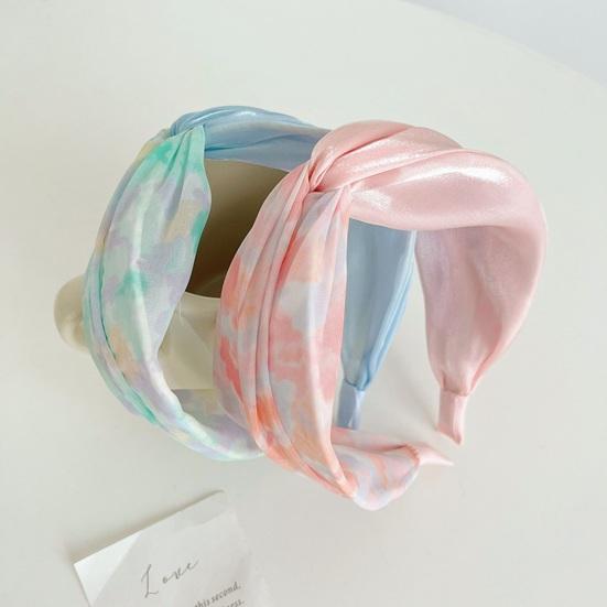 2 Piezas Diadema para Mujer Color Tie-Dye Diseño de Nudo Tejido Suave Aro Ancho para el Cabello Ligero Elástico Accesorio para el Cabello