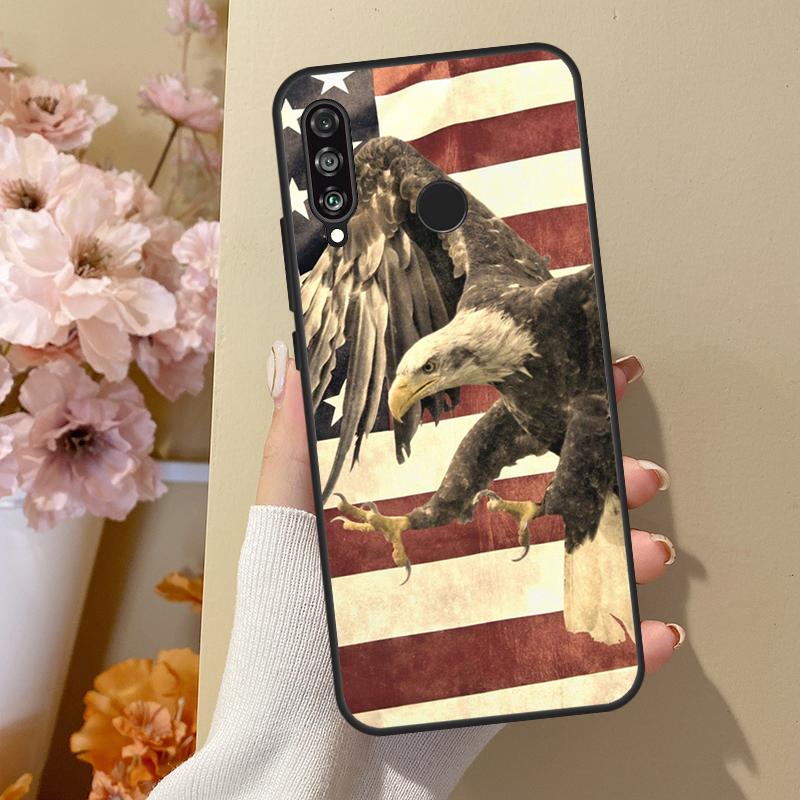 American USA Flag Eagle For Huawei Nova 10 SE 9 3i 7i 8i 11i 12i Y73 Y90 Y70 Y72 Y61 Y91 P60 Pro P40 P30 Lite Case