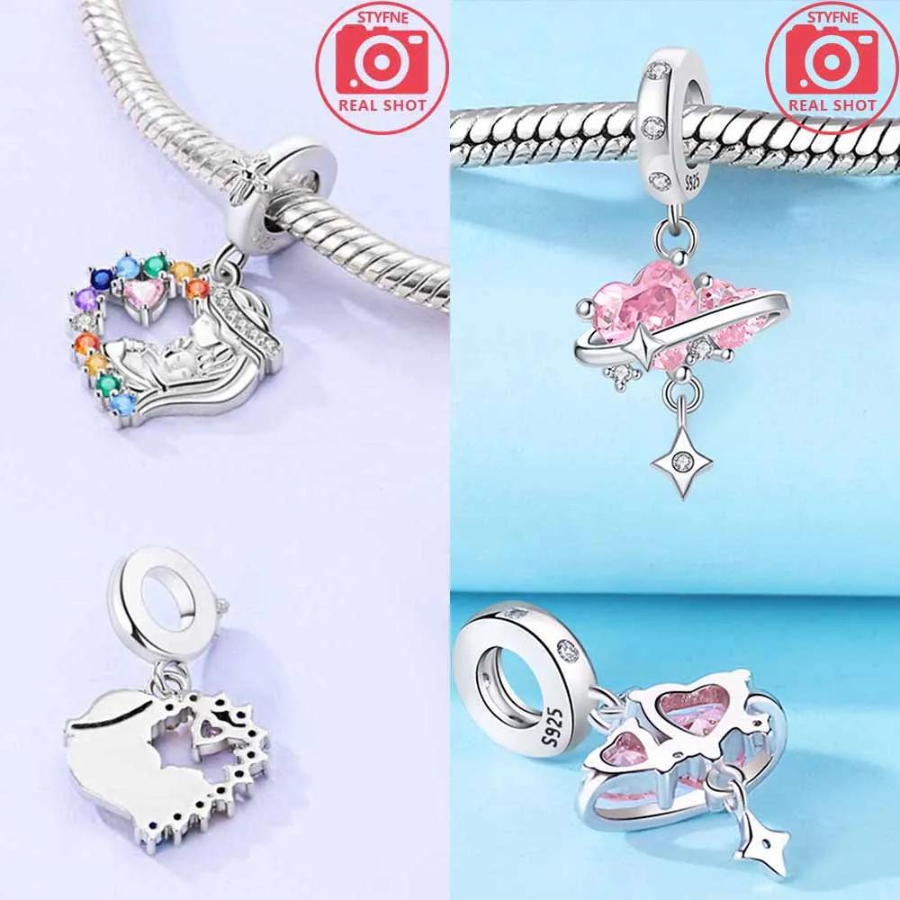 Pink Heart Zircon Hug Mother Son Tree Of Life Beads Fit Original Real Copper Stylish Bracelet Diy Mother'S Day Gift Jewelry Item