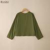 ZANZEA Women Round Neck Loose Casual Long Sleeve Print Blouse