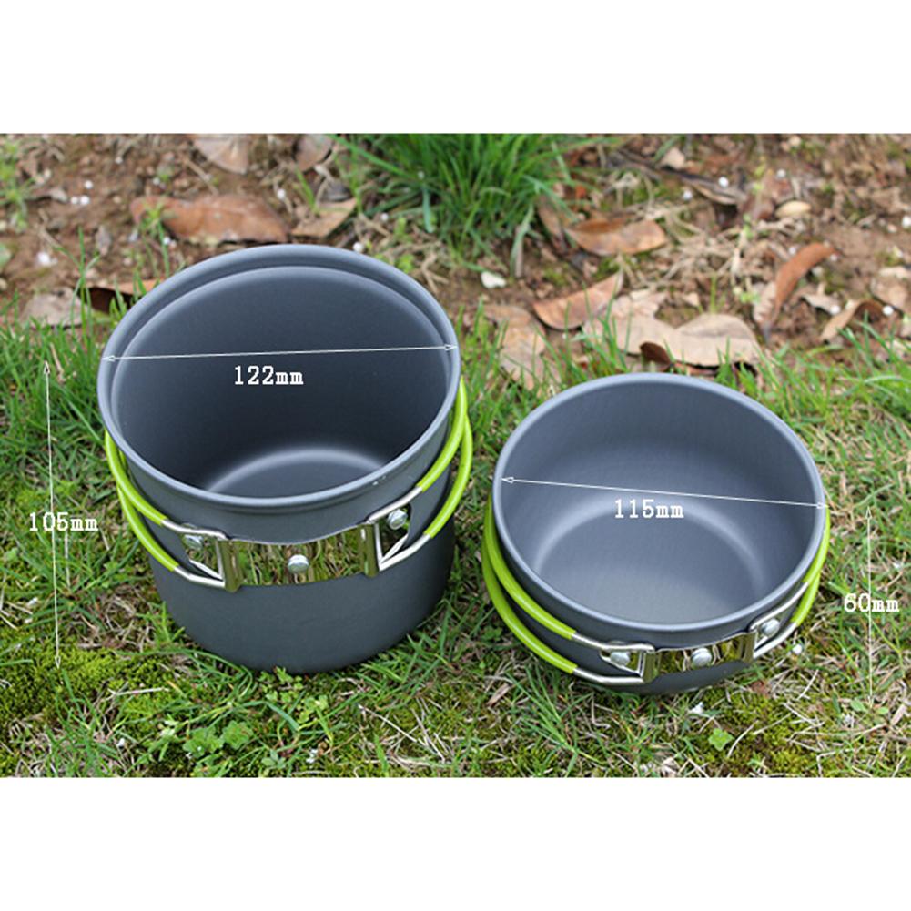Hiking Picnic Tableware Pan Outdoor Camping Non-stick Pot Cookware with Scald Prevention Foldable Handle