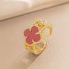 Fashion Ring Senior Sense of Light Luxury Four-leaf Clover Zirconia Ring Female Retro Opening Adjustable Ring