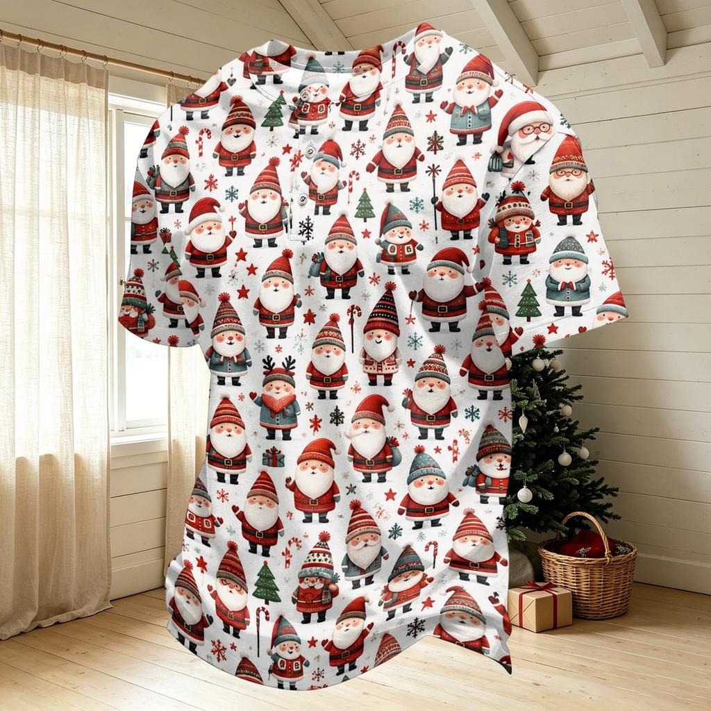 Men's Quick Dry Short Sleeve Neck T-Shirt with Christmas Print