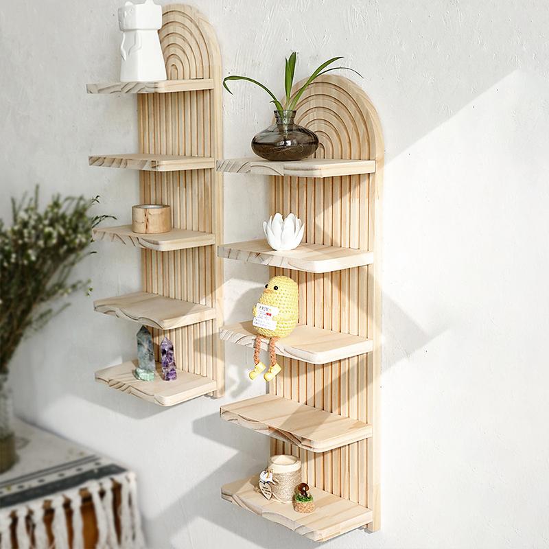Bohemia Storage Rack Handmade Wood Multipurpose Wall Hanging Creative Crafts Ornaments Home Decoration