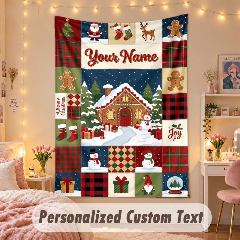 Wall Hanging TapestryChristmas Custom Name Print Art For Indoor Home Room Decoration Holiday Gift
