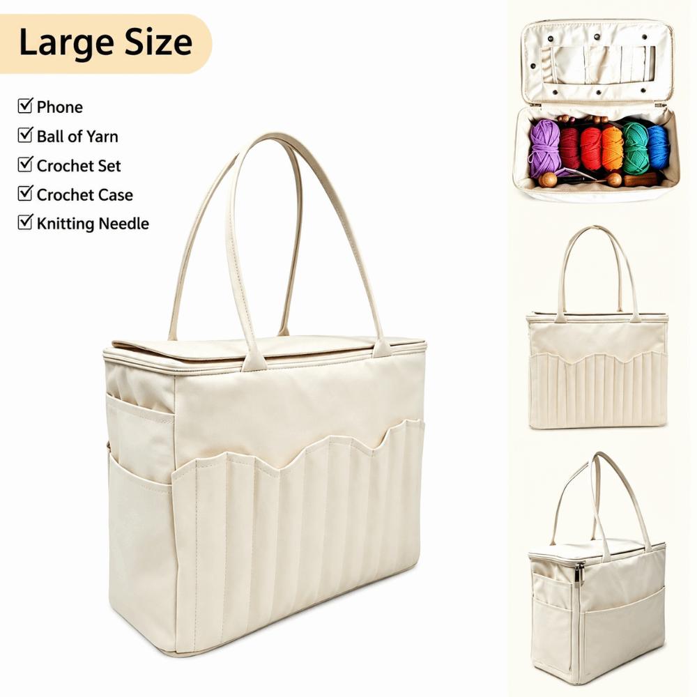 7 Yarn Holes Yarn Storage Bag Multiple Pockets Knitting Storage Bag Birthday Gifts
