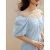 INMAN French Tie-Waist Puff Sleeve Ramie Cotton Dress