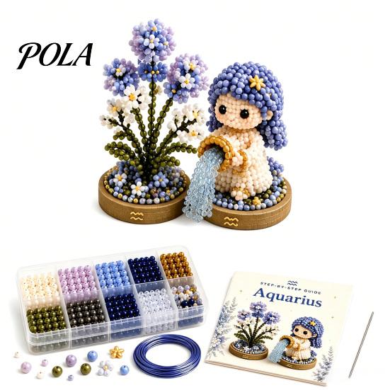 12 Tierkreiszeichen Perlen Bastelset, DIY Perlen Garten Set, 3D Perlen Astrologie Blume Set mit Vorsortierten Perlen Werkzeugen, Perlen Bastelprojekt für Anfänger
