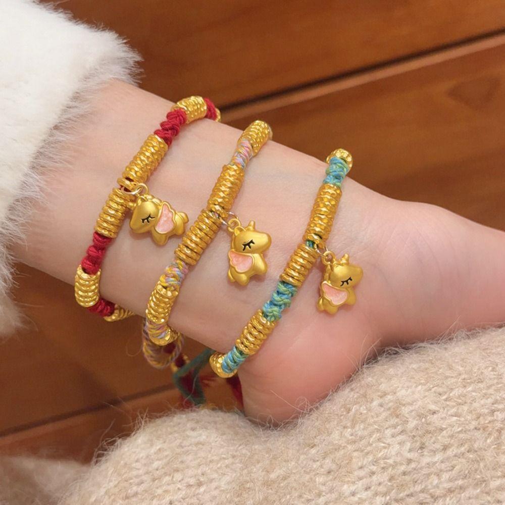 Hand-woven Zodiac Horse Bracelet Year of The Horse Chinese Red Handrope  Spring Festival