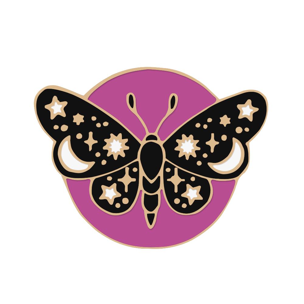 

Retro Butterfly Moth Enamel Pin Star And Moon Insect Brooch Purple Backpack Badge Animal Jewelry Gifts For Women Girls Wholesale