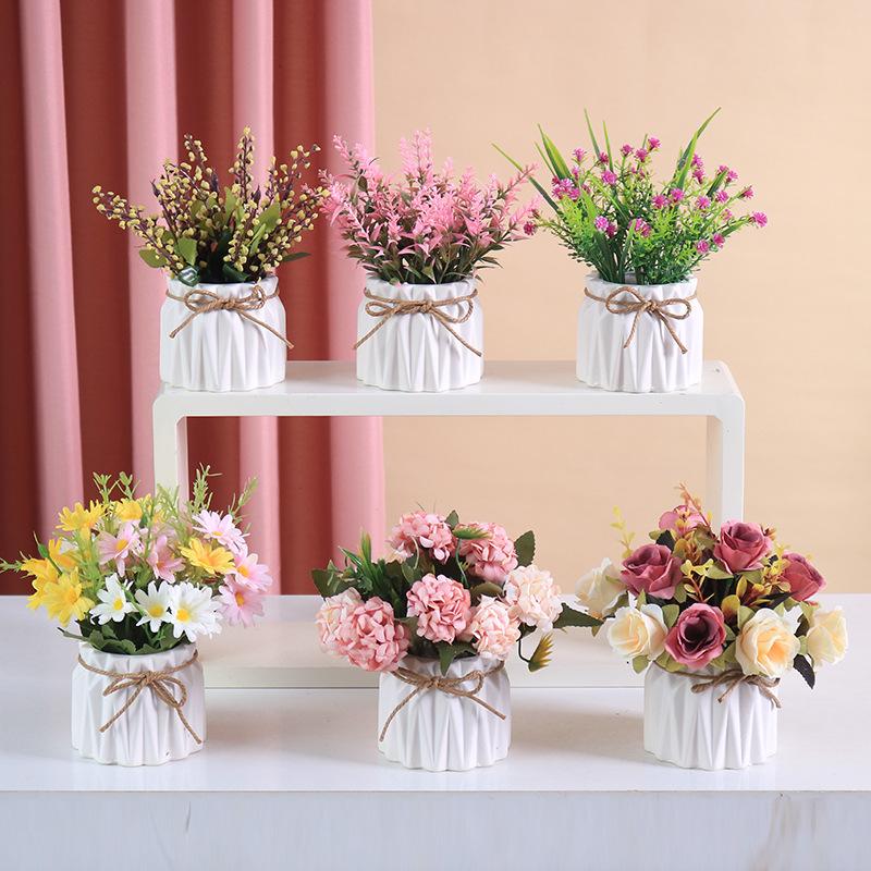 Simulated Potted Plants, Plastic False Flower Ornaments, Artificial Plants Bonsai Dining Table Decorations, Photography Props