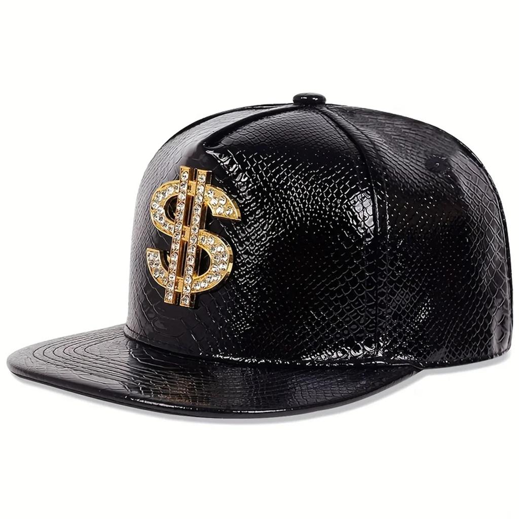 Unisex S Label Python Patterned Leather Hip-hop Hats Spring Autumn Outdoor Adjustable Casual Baseball Caps Sunscreen Hat